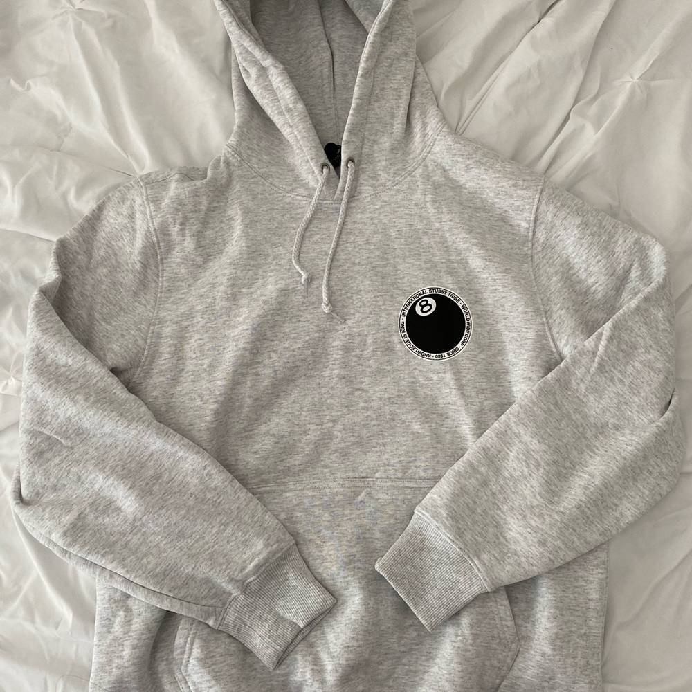 Stussy Heather Grey 8-Ball Hoodie Size Small